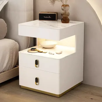 Дървена малка странична масичка, нощно Шкафче, богат на функции Умна Нощно шкафче, Шкаф за безжично зареждане, Мебели за спалня Meuble YY50BT