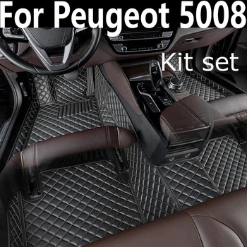 Автомобилни стелки за Peugeot 5008 P87 2017 ~ 2022, Авто, луксозна кожена подложка, Килими, Твърди подложки, Детайли на интериора, аксесоари за автомобили