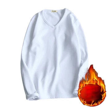 Мъжки зимни топли върхове, топлинна бельо, блузи, тениски с еднакво руното облицовка, утепленная тениска с дълъг ръкав, Дишащ термо-пуловер