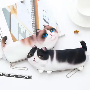 Имитация на мультяшного 3D котка Чанта за писалки с цип верижка от мъниста молив случай Чанта за съхранение на канцеларски материали Чанта за момчета и момичета Учебни пособия за студенти