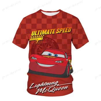 Забавна детска тениска Disney с принтом колата Pixar Lightning McQueen, скъпа дрехи за момичета, тениска с изображение за малки момчета, детски топ