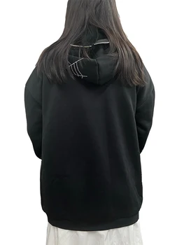 Реколта hoody с цип голям размер за жени - готически эстетичная hoody с хип-хоп графика и принтом Y2K - Girls Retro