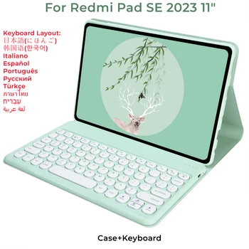 Безжичен Магнитен Калъф-Клавиатура за Xiaomi Redmi Pad SE 2023 Руски, Испански, Корейски, Тайландски, за Redmipad 11