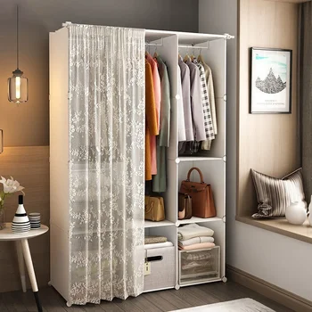 Прост прахоустойчив шкаф за спалня, Домакински пластмасов шкаф, Многослойни шкафове за съхранение на сгъване на корпусна и мека мебел