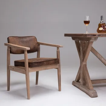 Масив дърво скандинавските реколта подлакътници домашен стол с облегалка Европейския кафе стол за хранене, стол за заведение стол за почивка, в офиса