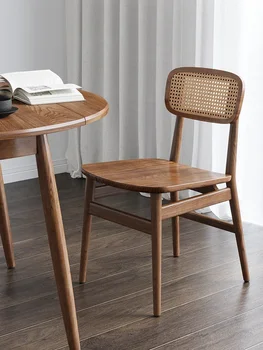 Трапезария стол от масивно дърво домакински скандинавски японски ясеневый ротанговый стол Модерен минималистичен стол писмен стол