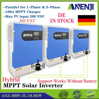 Хибриден слънчев инвертор мощност от 16,8 кВт 48, Паралелно включване на 230v, Автономен инвертор на чист синус, вграден контролер за зареждане на слънчеви батерии 100A, PV 500V