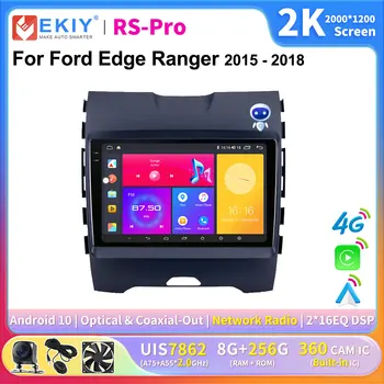 EKIY Радиото в автомобила Carplay с екран 2K За Ford Edge Ranger 2015-2018 Мултимедиен Плейър Auto 2 Din Авторадио Стерео Навигация