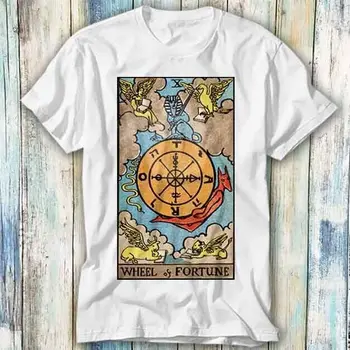 Тениска с изображение на Колелото на Съдбата, карти Таро, подарък мем, тениска Унисекс 1062