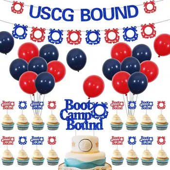 Декор за Парти на Бреговата Охрана USCG Boot Camp Bound Cake Topper Знаме, Флаг, Балон за Военна Церемония Поздрави, Купоните за Призива в Армията