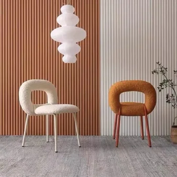 Козметичен стол за почивка в хола от овче кашмир Скандинавски Дизайн на трапезария стол на Стол за грим Луксозно обзавеждане за вашия грим
