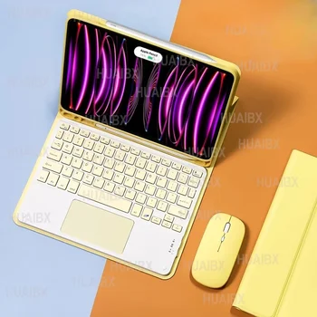 Подходящ за iPad Pro 11 Case 2020 2021 Air 4 10.2 9 Размер на 8 Mini 6 Air 2 Калъф за таблет + Bluetooth клавиатура + Безжична мишка