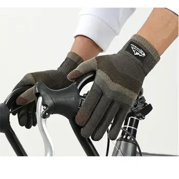 1 Чифт трикотажни ръкавици със сензорен екран, изолирана топли вълнени кашмир ръкавици за разходки и каране на колело на открито
