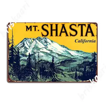 Mount Shasta California Реколта пътна стикер, Метални табели, плакати за гараж, клуб, Стикери за публикуване Лидице знак на поръчка, Плакат