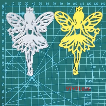 Фея-пеперуда държи магическа пръчка, метални печати за печати, шаблони за scrapbooking, декорация на хартиени албуми и пощенски картички, щамповане със собствените си ръце