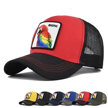 Модни памучен бейзболна шапка с животни за жени, мъже шапка на шофьор на камион е в стил хип-хоп, лятна ежедневни шапка с дишаща мрежа, бейзболна шапка Hat възстановяване на предишното положение