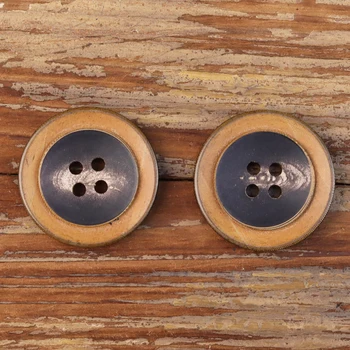 Копчета винтажного намаляване с 4 дупки в жълто ободке MUKU Оригинален дизайн 2024 Нова серия от бутони от рог на бизон на Едро за шиене