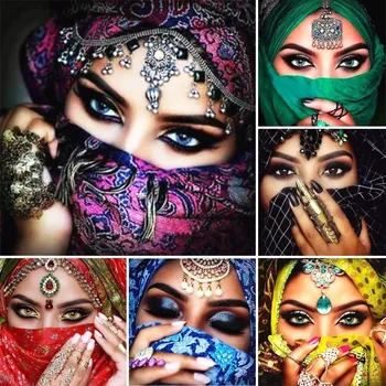 5D Диамантена живопис Мюсюлманка, Бродерия бод, Диамантена художествена бродерия, Сватбени Арабски очите, Пълен с декор дрелью, Кристали за бродерия