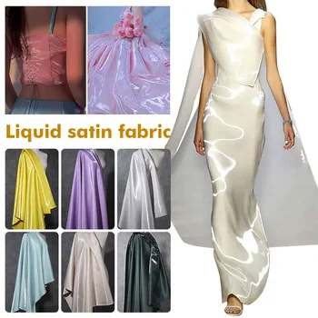 100x150 см Луксозна лъскава метална течна плат сатен Galaxy Лъскав Сатен за модна рокля, костюм, дизайнерско материал по мярка