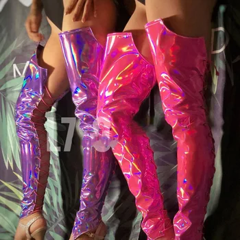 Нов секси нощен клуб, красиви, ярки лазерни бандажные обувки, чанта за DS DJ, певица, Бар костюми, аксесоари, флуоресцентни комплекти за краката