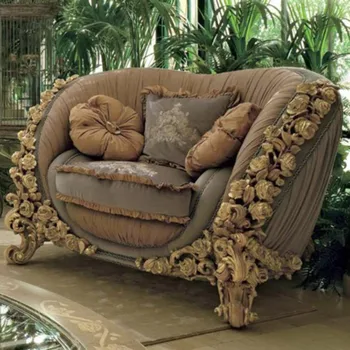 Диван в европейски стил, в стил барок, Неоклассическая дърворезба, Луксозен диван-подлакътник за хол