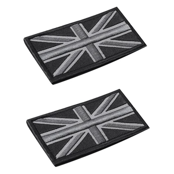 AFBC 2X МОДЕРЕН значка с емблемата на флага на обединеното кралство Union Jack, стикер отзад, 10 см Х 5 см, новост (черен/сив)