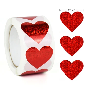 300шт Етикети във формата на сърце във формата на сърце за опаковане на Подаръци от червена хартия със сърца, гарнитури етикети за scrapbooking 