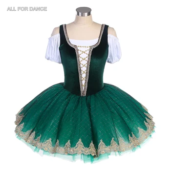 Зелено кадифе leaf във формата на камбана BLL564, Предпрофессиональная балетната поличка за момичета и жени, костюми за изпълнения на сцената, конкурсната пакетче