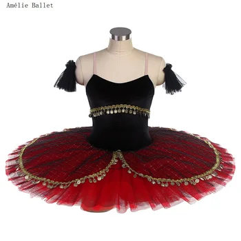 BLL545 Черно Кадифе, Сходни с Червена Пола-набор под формата на Палачинки, Предпрофессиональная Балетната Поличка За момичета и жени, Балетната Поличка За Изпълнения На сцената
