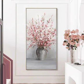 100% Ръчно Рисувани розово цвете картина от ръчно изработени пейзаж с маслени Бои върху платно Изкуството на Класическия Куадроса Декор Плакати в подарък