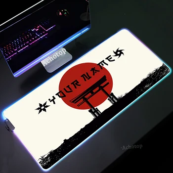 Японска Подложка за Мишка Samurai RGB Голяма Подложка За Мишка Геймърска Подложка За Мишка Светещи Таблица Постелки С Led Подсветка Deskmat Big Keyboard Mats
