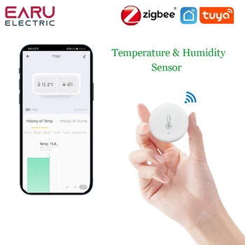 Интелигентен сензор за температура и влажност на ZigBee, мини-термометър-влагомер за сигурност на батерии С приложение на Hristo Smart Life