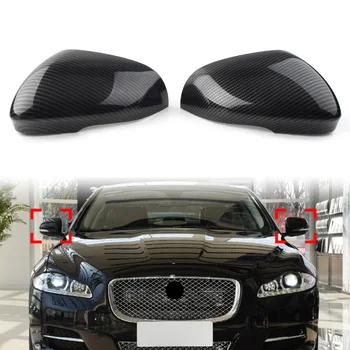2x Капака на Огледалото за Обратно виждане, изработени от Въглеродни Влакна ABS За Jaguar XF XFR XFR-S XE XJ XJR XK XKR XKR-S Аксесоари За Стайлинг на Автомобили