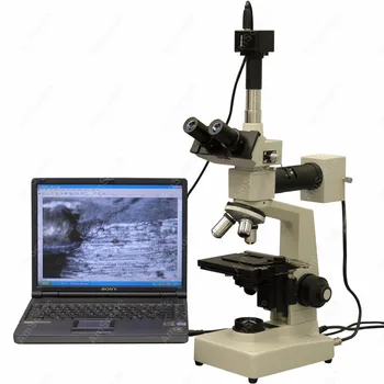 Двухсветовой желязо и стомана микроскоп-AmScope Доставя двухсветовой желязо и стомана микроскоп 40X-1600X + 5-мегапикселова цифрова камера
