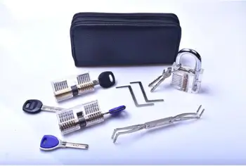 Набор от практически ключове скелет за начинаещи ключари, 24 бр. инструмент за премахване на ключове скелет с различни комбинации от прозрачни замъци, набор от инструменти locksmithing