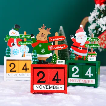Коледен Календар, Wooden Лосове, Снежен човек, Календар Дядо Коледа, Малки Подаръци в Навечерието на Коледа, Украса за дома, Украса за прозорци, Подаръци