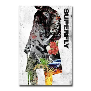 L0004 2018 Плакат от Копринени тъкани SuperFly Movie Art Decor подарък за изготвяне на закрито