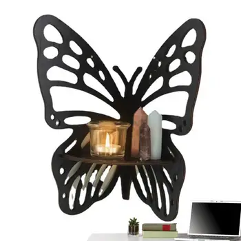 Стенни полк Дървена Пеперуда Поставка от кристалния Камък Подвесная Стенни Витрина Boho Home Decor Room Decor