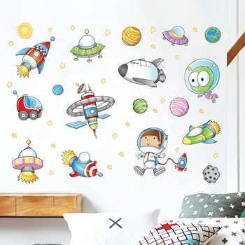Стикер за стена с изображение на космическия Астронавти от картун за детски стаи, дневни, спални, кабинет, декорация на стените на детската градина