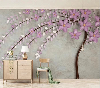 Потребителски тапети 3d лилаво цвете едно дърво скандинавски елегантен фон за 3D телевизор тапети за дома papel de parede 3d тапети