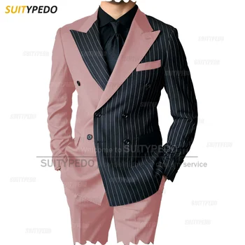 Комплект мъжки костюм най-новите цветове, вечерна парти, ушити по поръчка приталенные екипировки, сако, панталон, 2 броя, модерен костюм за сватбата на гала-концерта