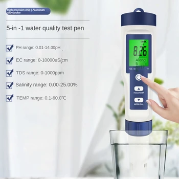 Дигитален тестер за качеството на водата в Синьо и бяло ABS за басейни, аквариуми, вода за пиене