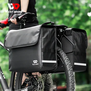 WEST BIKING Водоустойчив Мотор кошница Двойна чанта 36Л Голям капацитет за съхранение на Велосипеди седалка и Багажник на МТВ Пътен Велосипеден багажник 