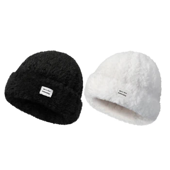 Зимна шапчица-бини, плюшен вязаная спортна шапка, шапка с череп за тичане, каране на колело, разходки