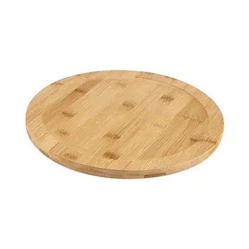 Дървена кръгла въртяща се плоча, въртящ се дървен поднос за кухненски плот дома
