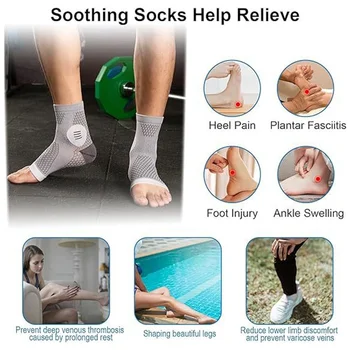 3 чифта Чорапи при Невропатия - Dr Sock Soothers - Успокояващ Чорапи при невропатия - Чорапи при подошвенном фасциите-Лилаво-L