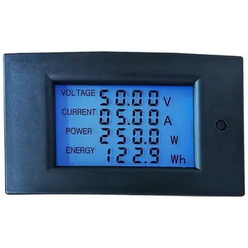 20A за постоянен ток 7,5-100 В Цифров LCD волтметър, амперметър, ваттметр, електромера, В