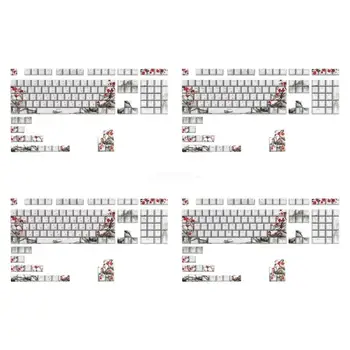 129 клавиши PBT Механични капачки за ключове DYESUB Plum Blossom Руско-Корейски, Японски челночный кораб