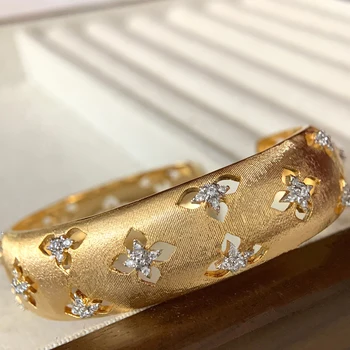 Модерни дизайнерски Златни гривни за жени с бели кристали Бижута Гривни от Саудитска Арабия Водоустойчив гривна с високо качество