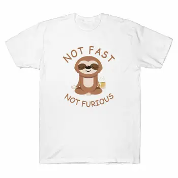 Тениска за йога Not Fast Not Яростни Sloth, мъжки памучен тениска с дълги ръкави Смешни Sloth
